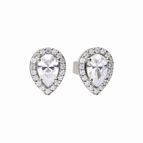Diamonfire Sterling Silver Zirconia Teardrop Shaped Stud Earrings E5909