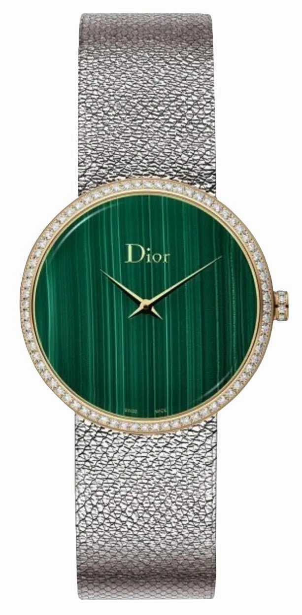 Dior La D de Dior Satine Stainless Steel and 18k Yellow Gold Green Dial Diamonds Quartz Womens Watch CD043120M002