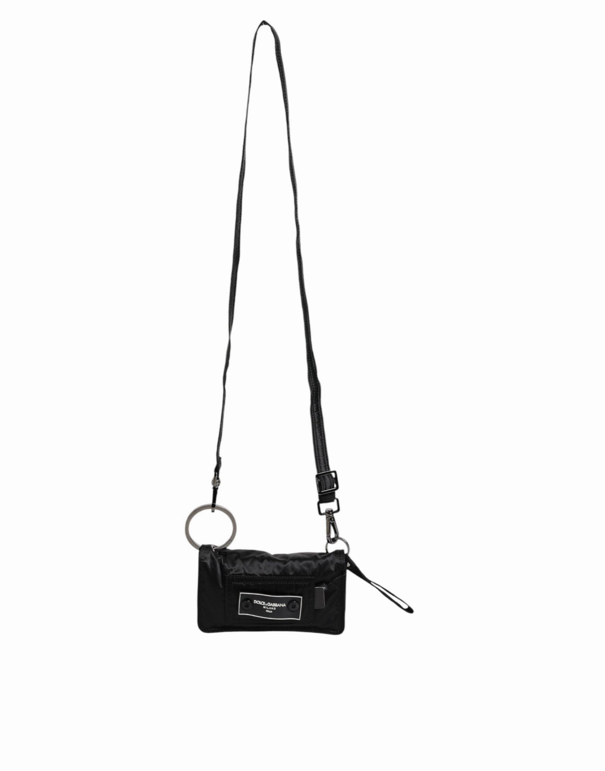 Dolce & Gabbana Black Fabric Logo Two Way Clutch Crossbody Bag