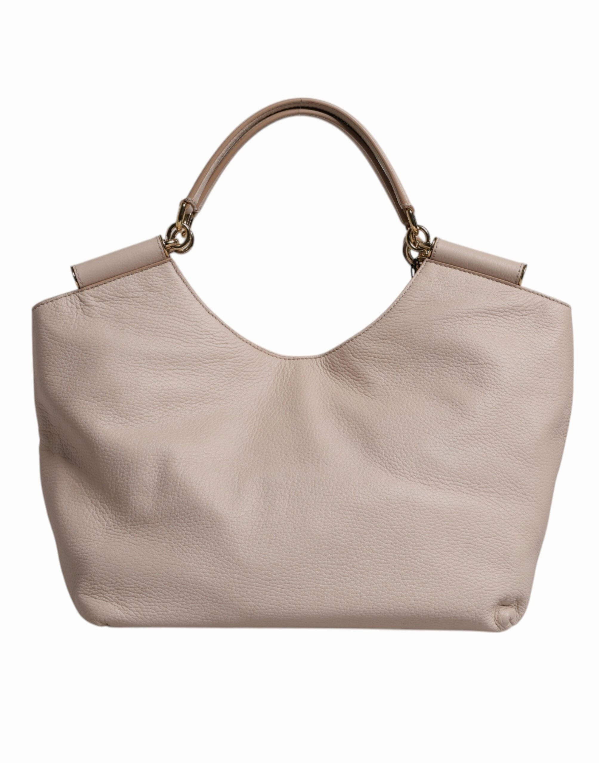 Dolce & Gabbana Light Pink Deer Leather Logo Plaque Tote Top Handle Bag