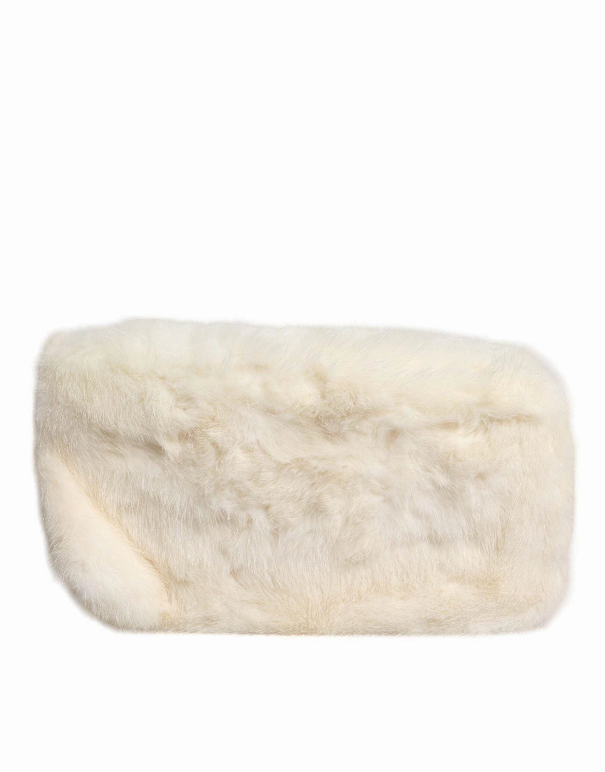 Dolce & Gabbana White Fur Handbag Clutch Purse Pouch Bag
