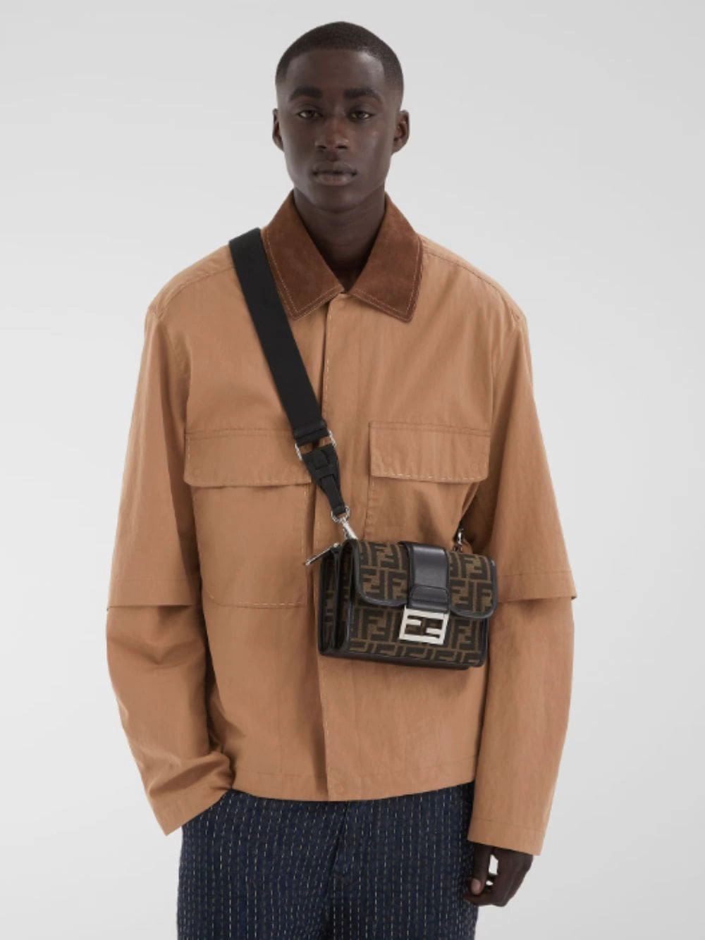Double Baguette Brown FF Jacquard Bag