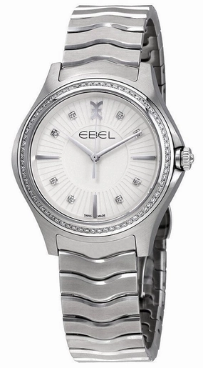 Ebel Wave Stainless Steel Silver Dial Diamonds Quartz Womens Watch 1216308