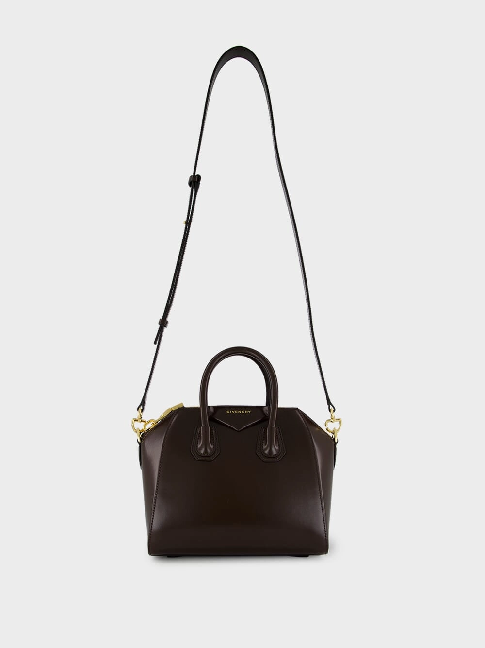 Ebony Brown Mini Antigona in Box Leather