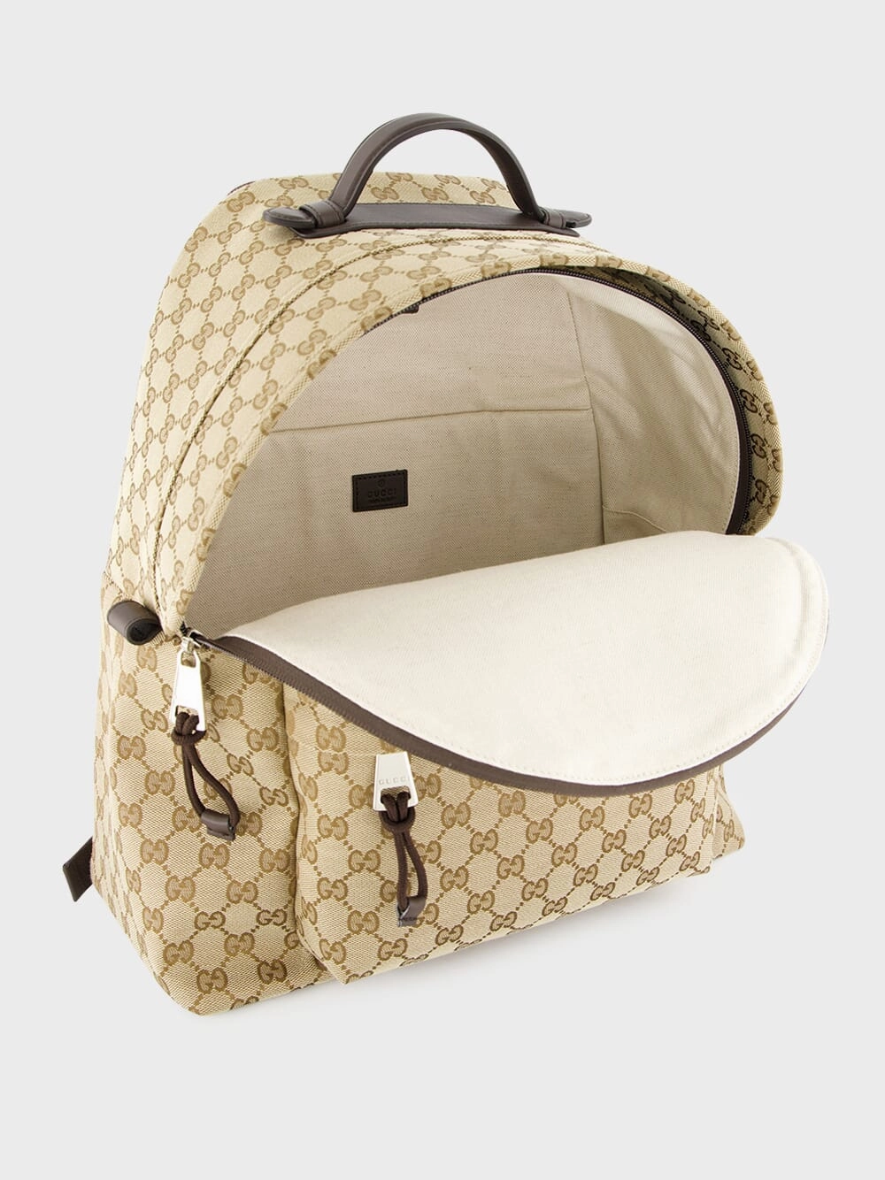 Ebony GG Canvas Backpack with Zip Closure