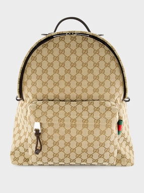 Ebony GG Canvas Backpack with Zip Closure