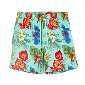 ELASTIC WAIST SWIMSUIT IN HAWAIIAN FLOWER