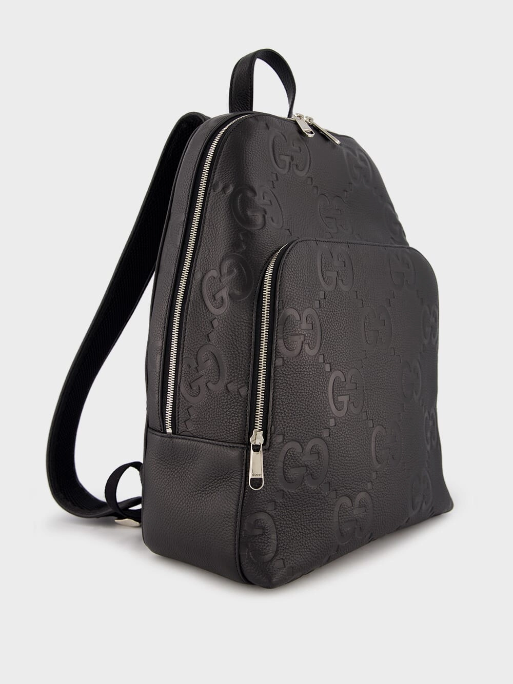 Embossed Logo Leather Backpack