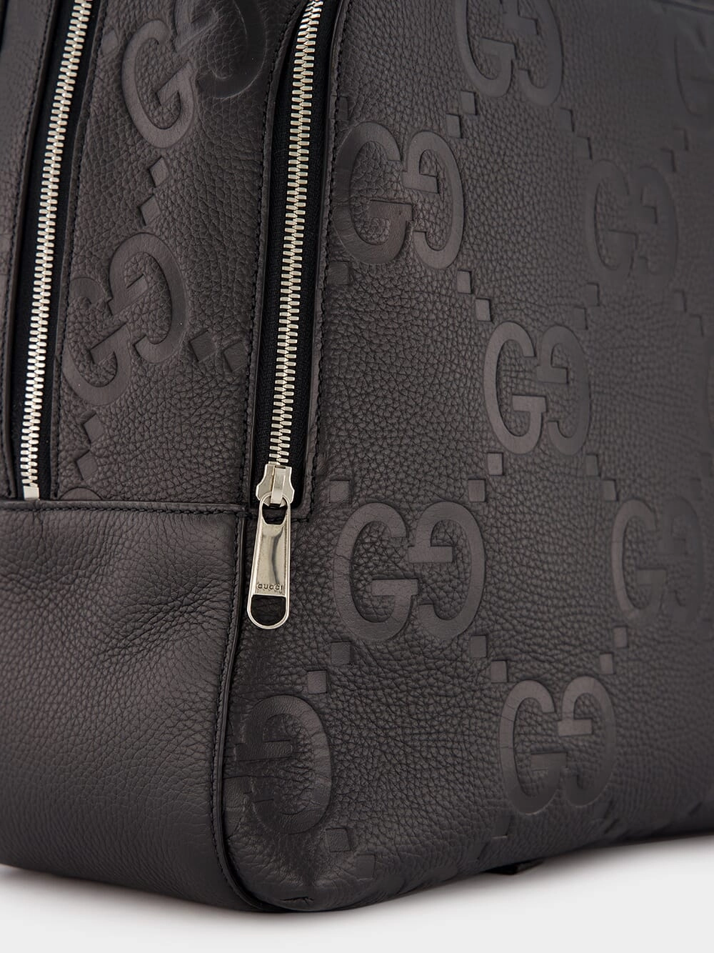 Embossed Logo Leather Backpack