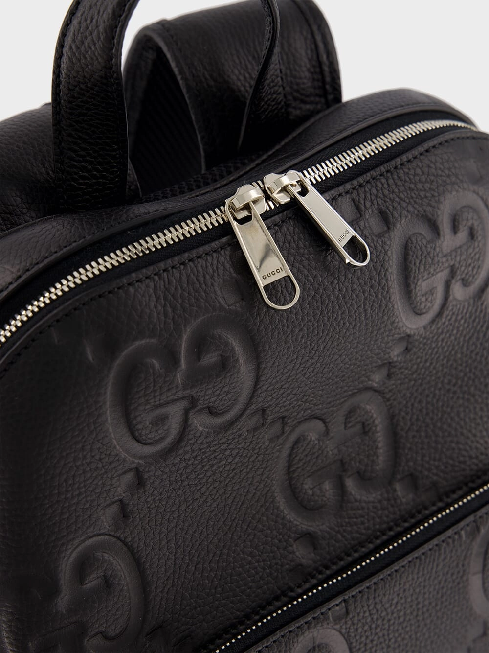 Embossed Logo Leather Backpack