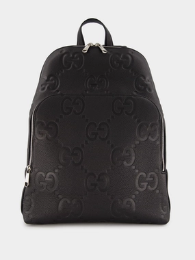 Embossed Logo Leather Backpack
