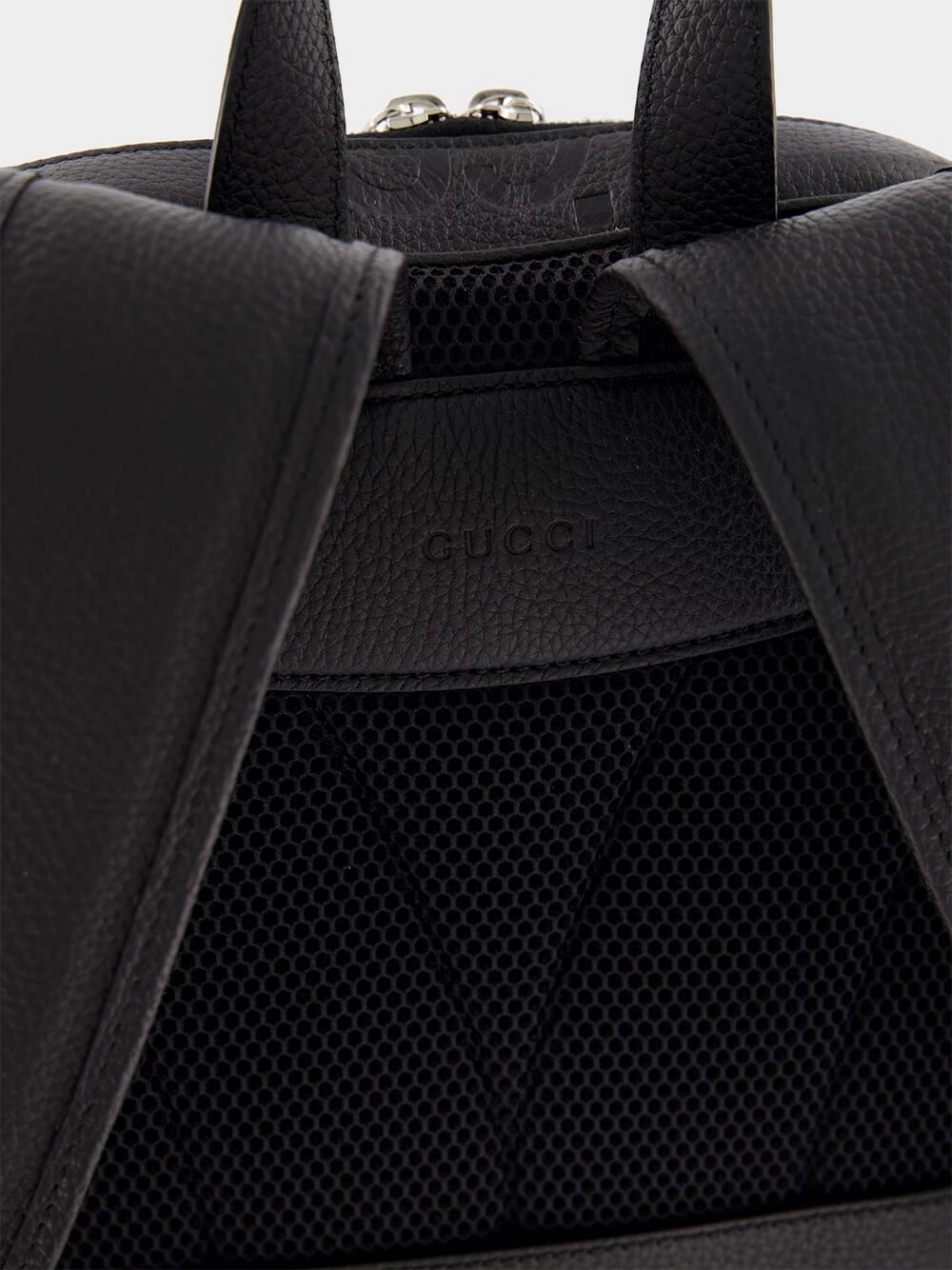 Embossed Logo Leather Backpack