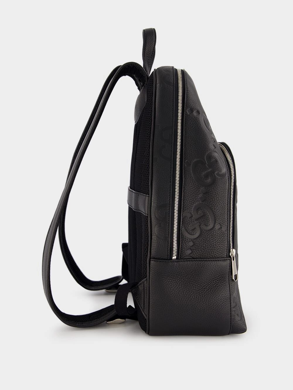 Embossed Logo Leather Backpack
