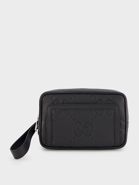 Embossed Logo Leather Pouch