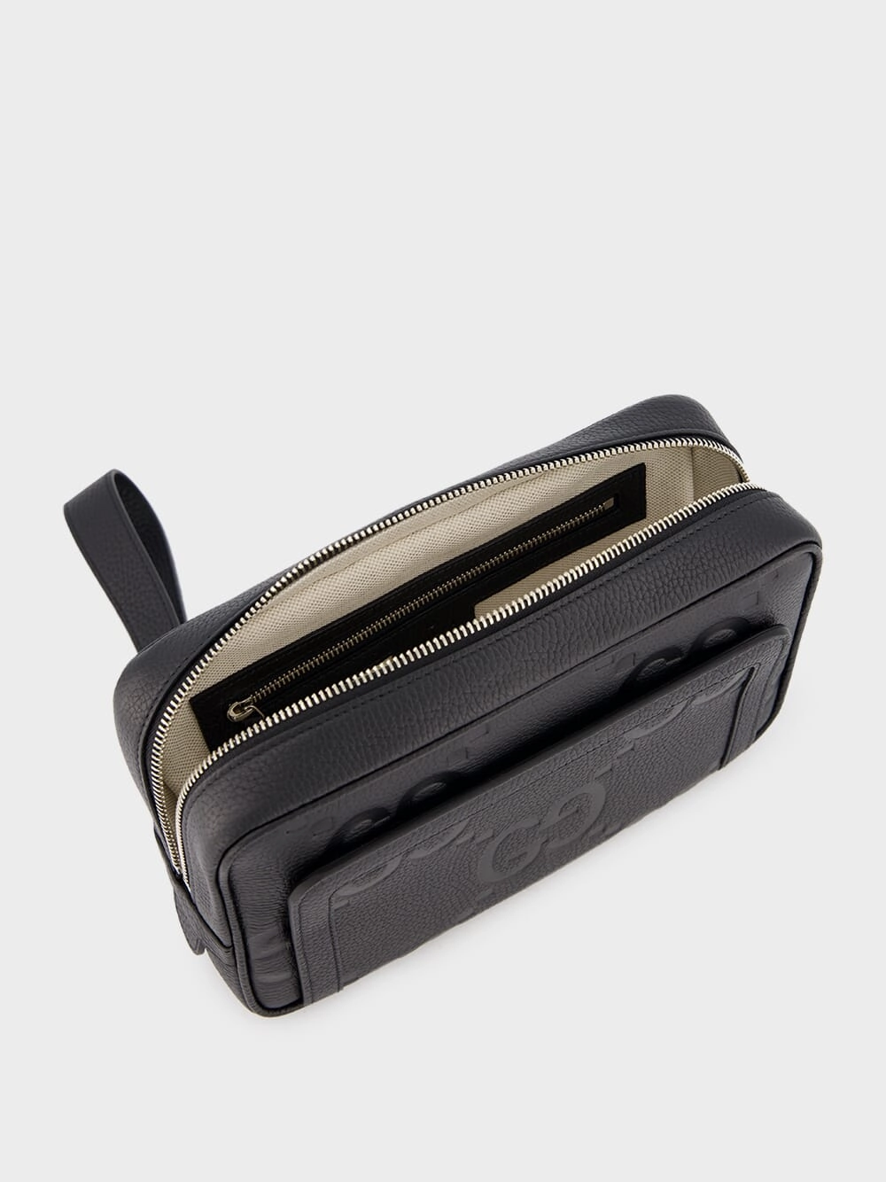 Embossed Logo Leather Pouch