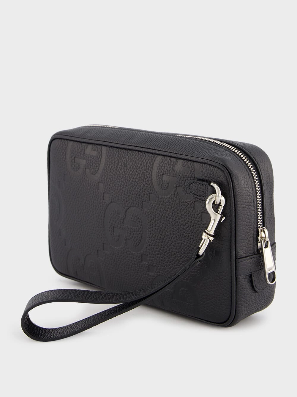 Embossed Logo Leather Pouch