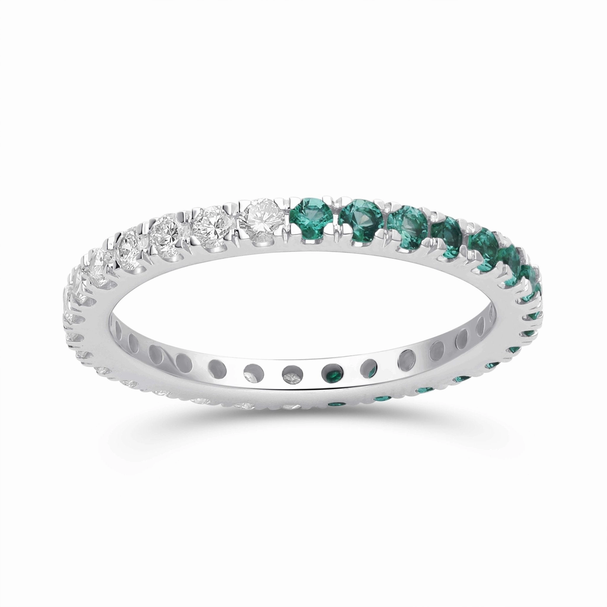 Emerald and Diamond Round Full Eternity Band- YG