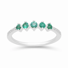 Emerald and Diamond Stackable Ring - WG