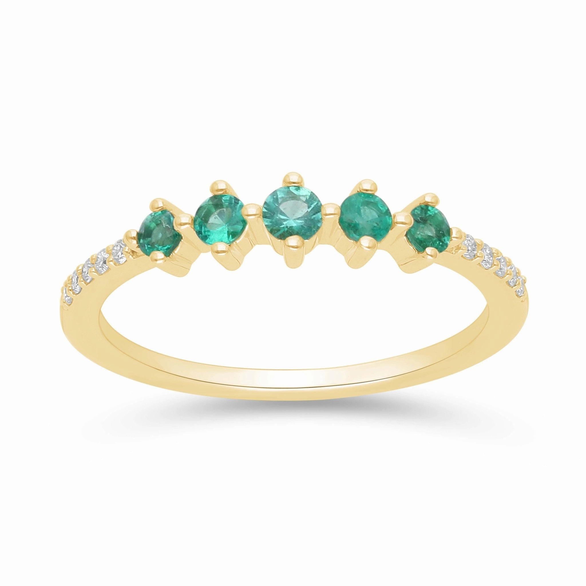 Emerald and Diamond Stackable Ring - WG