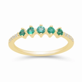 Emerald and Diamond Stackable Ring - YG
