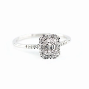 Emerald Cut Halo Diamond Bridal Set 4690055