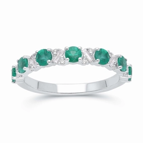 Emerald Mosaic Stackable Ring - WG