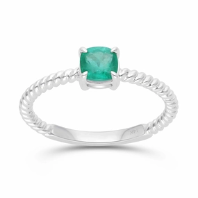 Emerald Rope Stackable Ring - WG