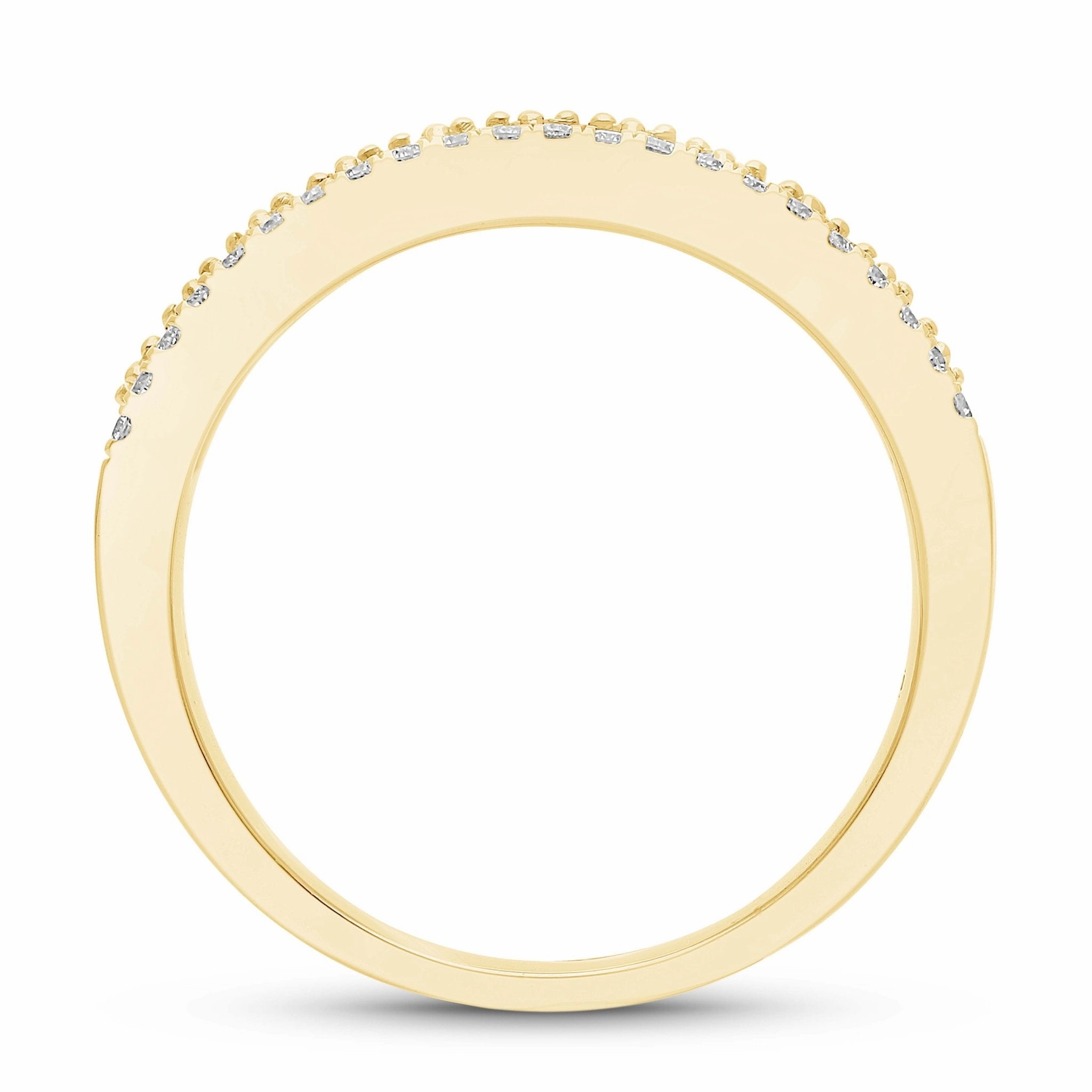Emerald Round and Diamond Band Ring - YG
