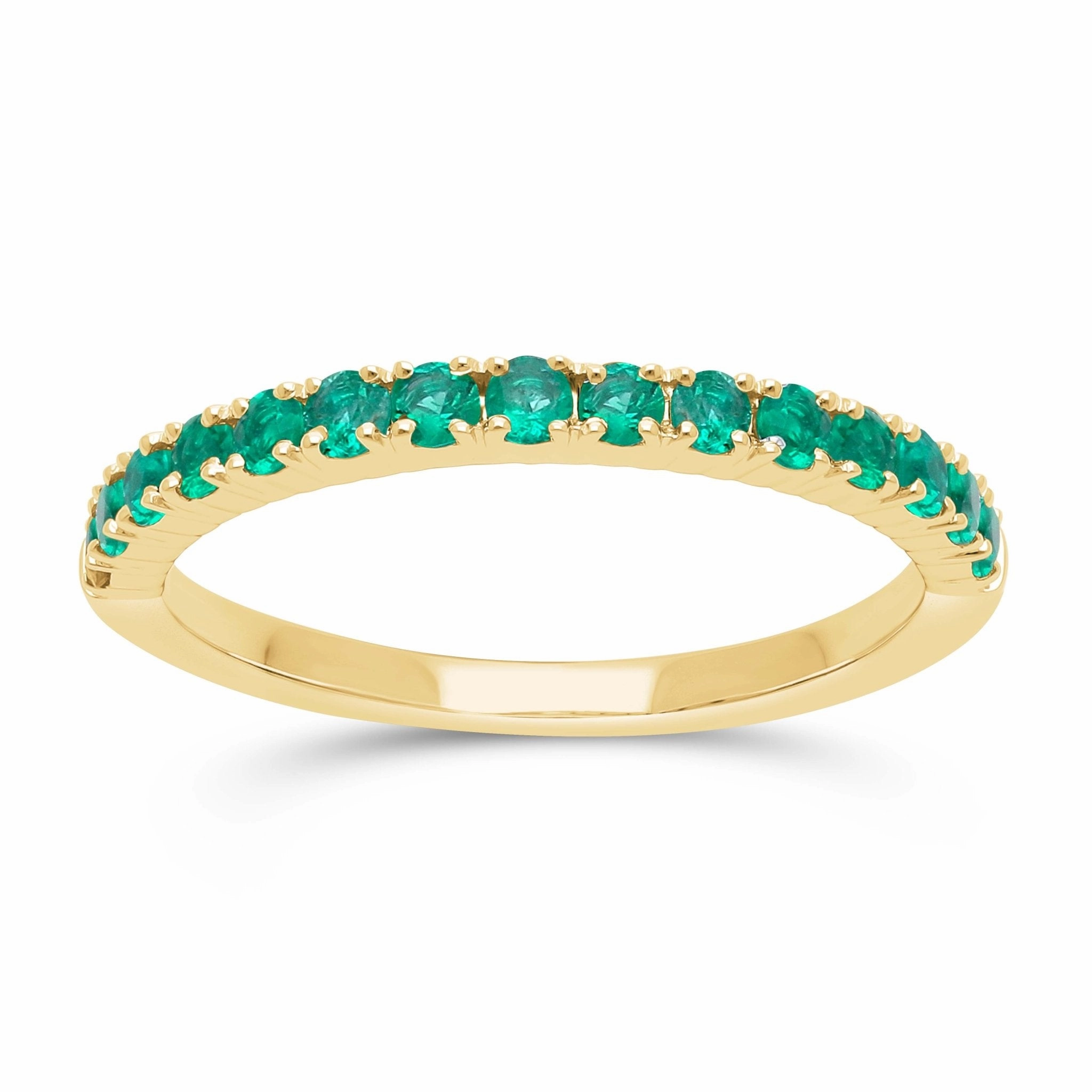 Emerald Round Half Eternity Band Ring - WG