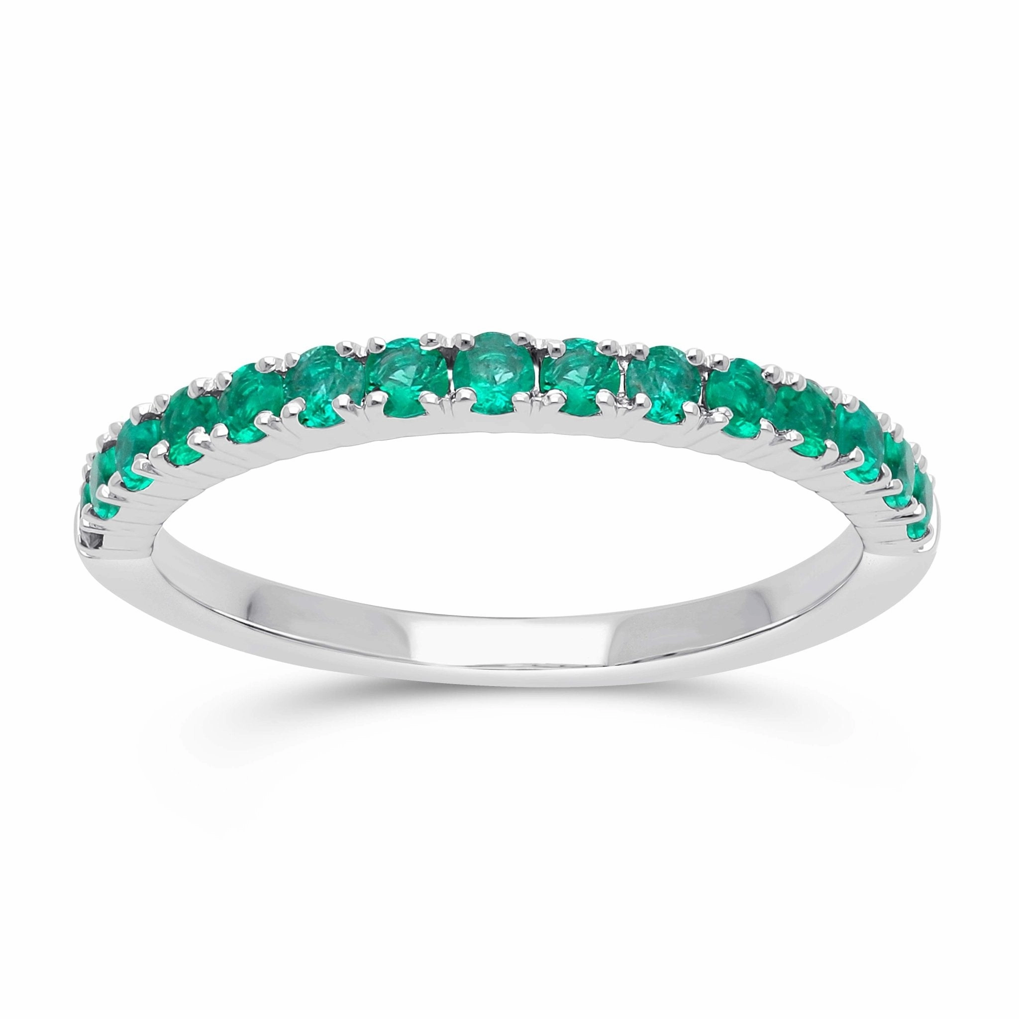 Emerald Round Half Eternity Band Ring - YG