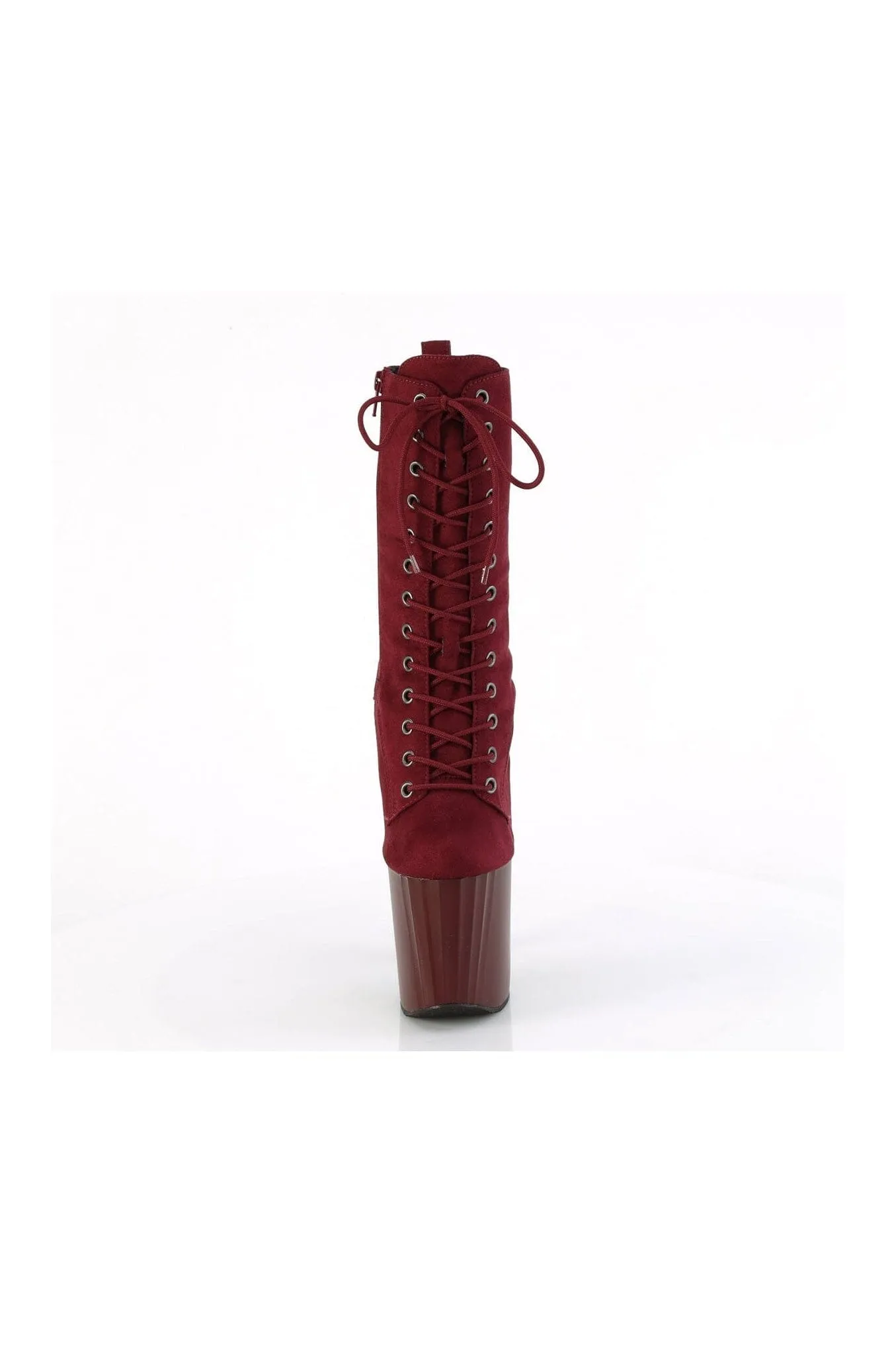 ENCHANT-1040 Burgundy Faux Suede Knee Boot