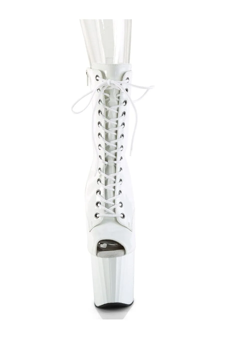 ENCHANT-1041 White Patent Ankle Boot