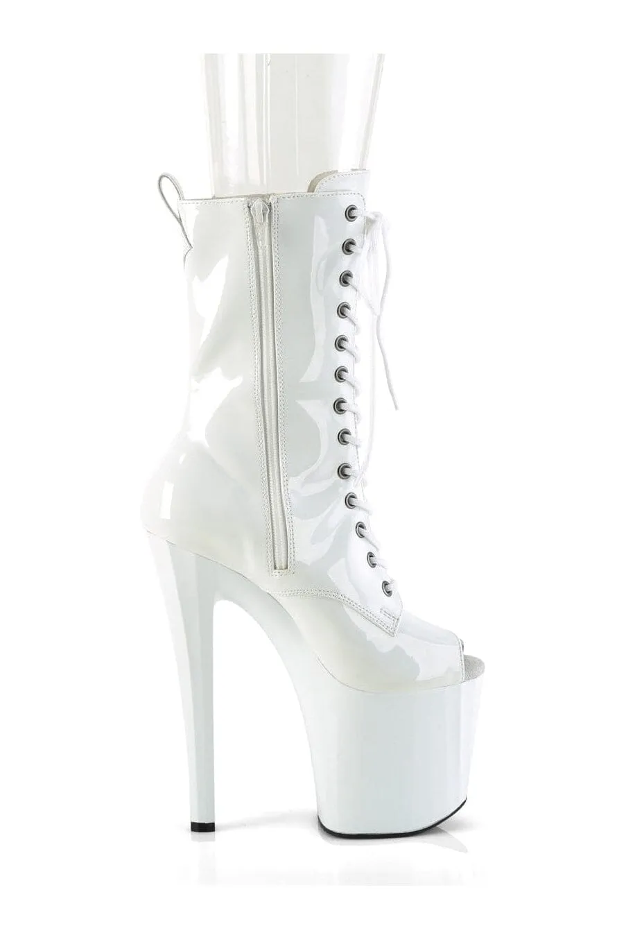 ENCHANT-1041 White Patent Ankle Boot