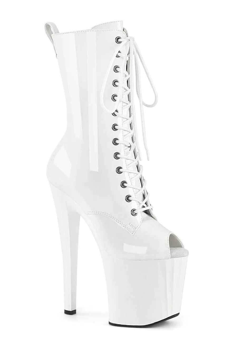 ENCHANT-1041 White Patent Ankle Boot