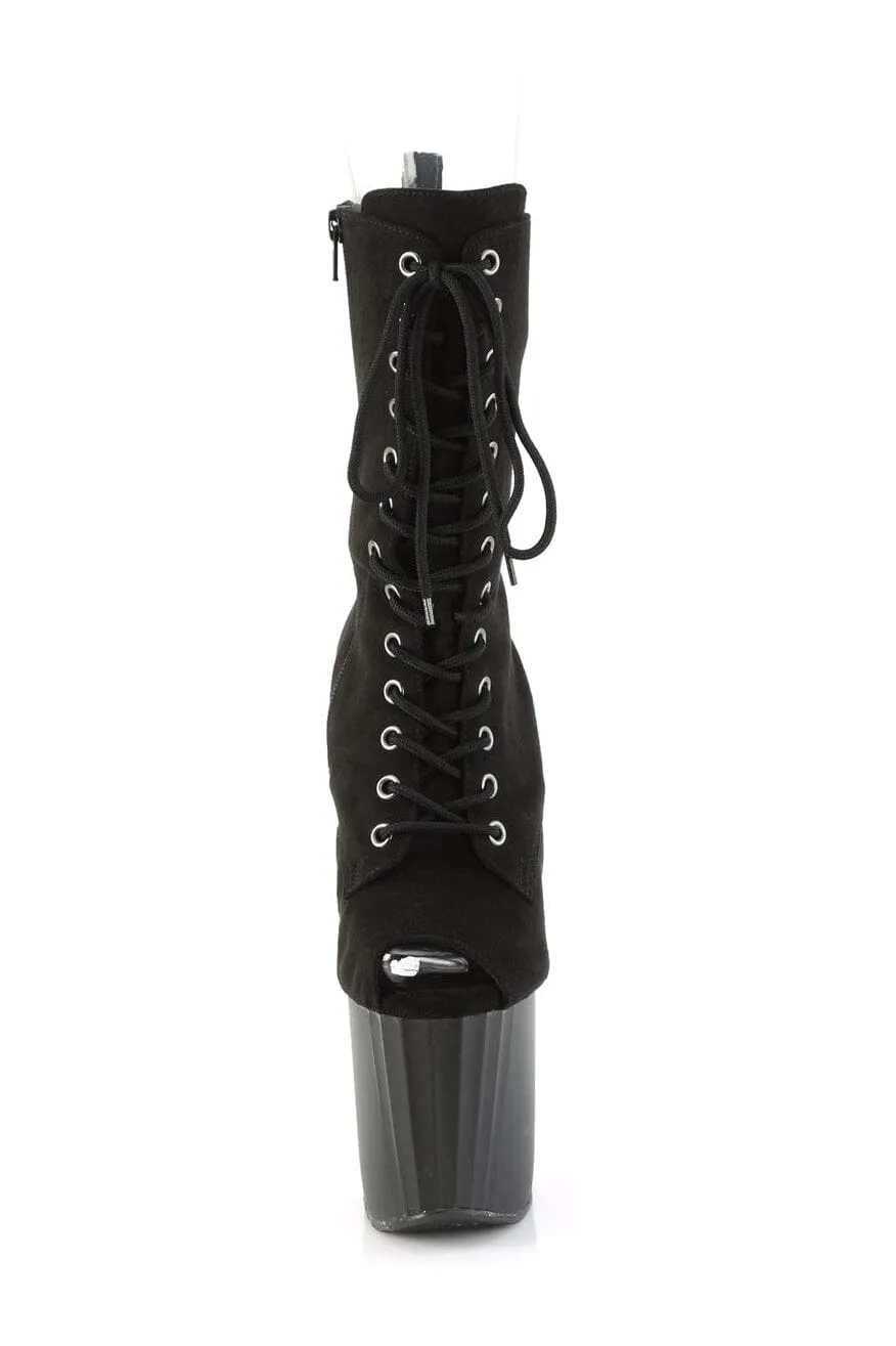 ENCHANT-1041FS Black Faux Suede Ankle Boot