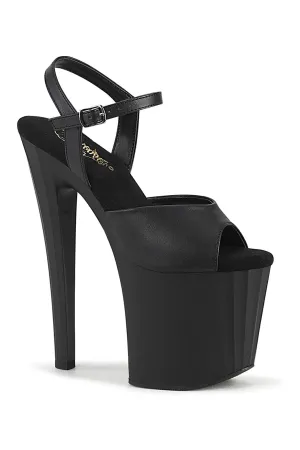 ENCHANT-709 Black Faux Leather Sandal