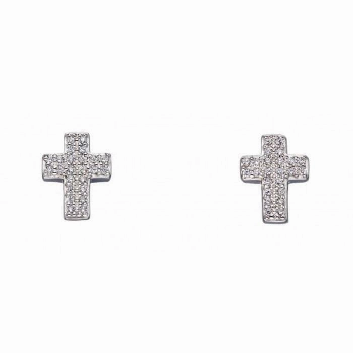 Fiorelli Silver Cross Stud Earrings E5650C