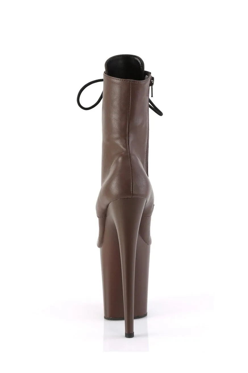 FLAMINGO-1020 Brown Faux Leather Ankle Boot
