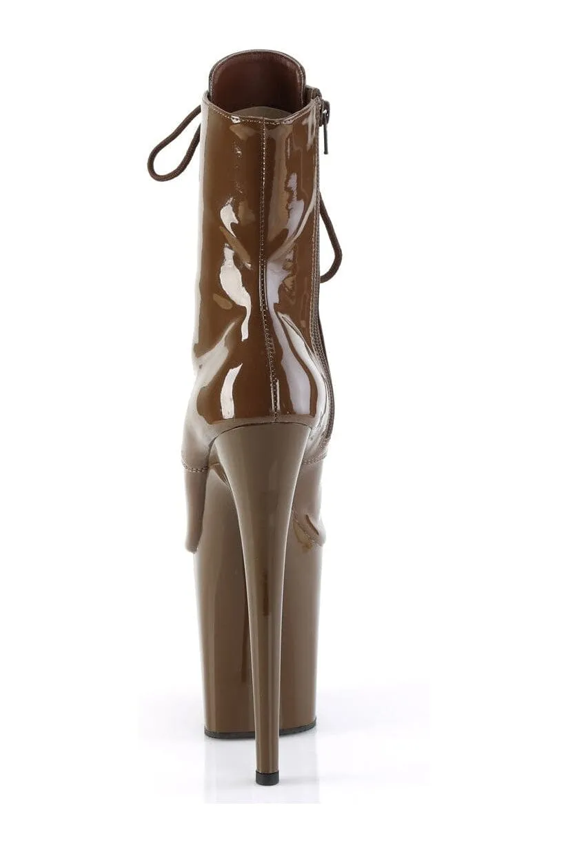 FLAMINGO-1021 Brown Patent Ankle Boot