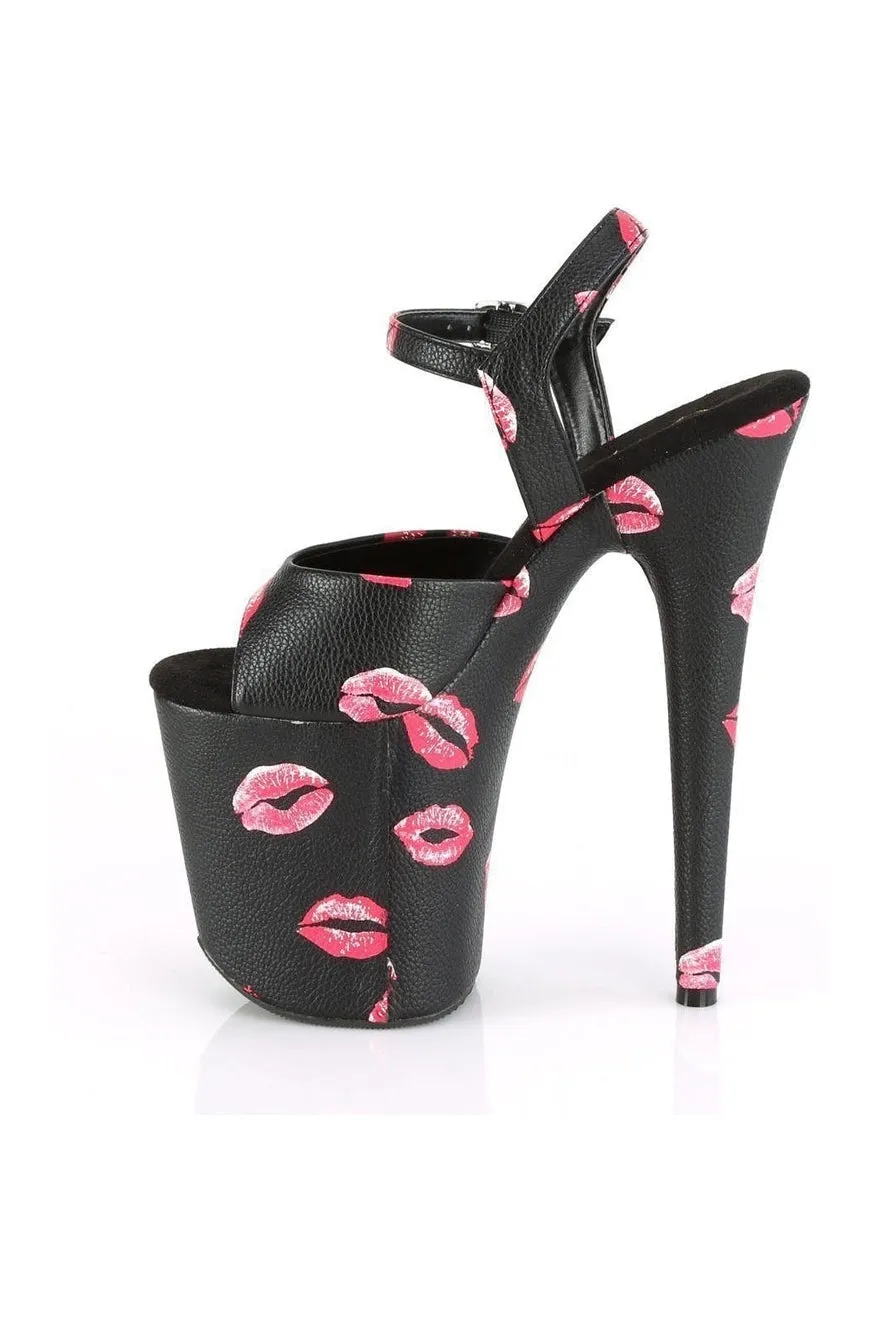 FLAMINGO-809KISSES Exotic Sandal | Black Faux Leather