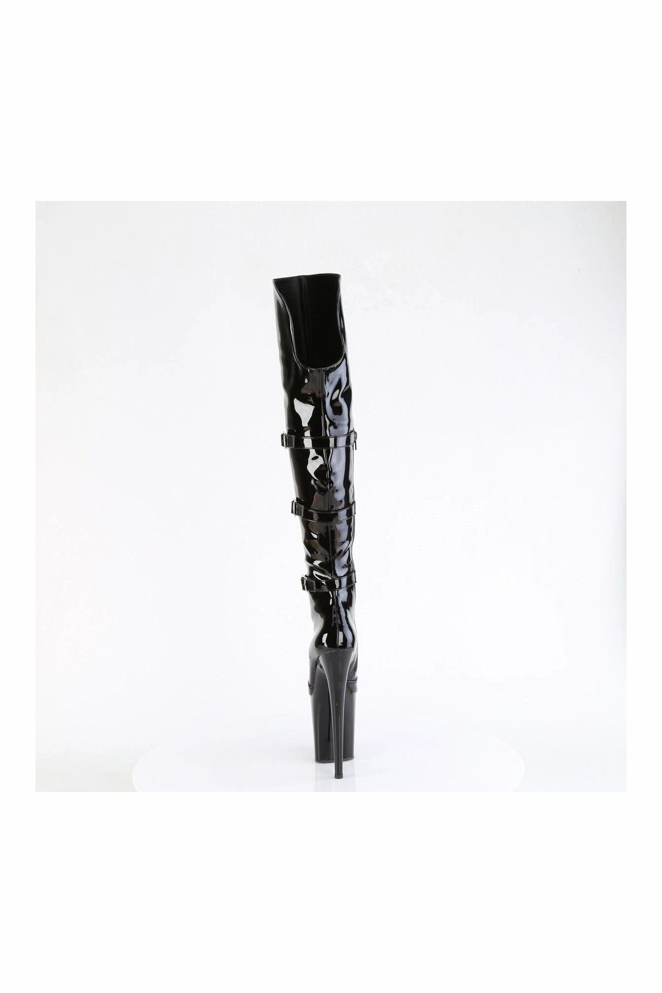FLAMINGO-3018 Black Patent Thigh Boot