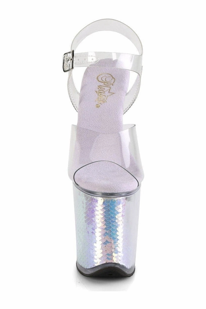 FLAMINGO-808MC Exotic Platform Sandal | Clear Vinyl