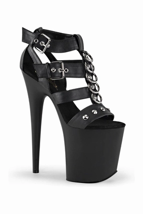 FLAMINGO-858 Black Faux Leather Sandal