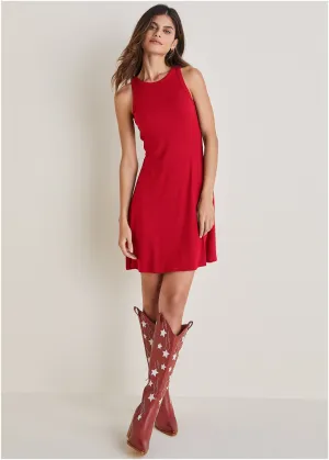 Flexrib Fit And Flare Dress - Red