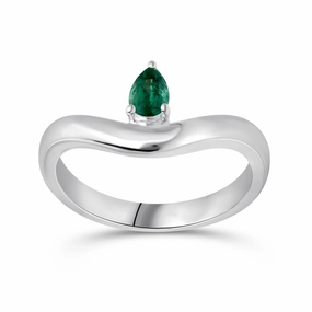 Floating Emerald Pear Shaped Ring - WG