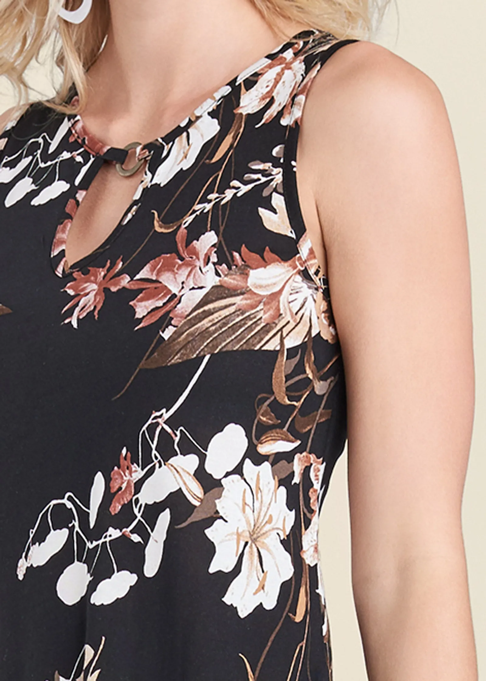 Floral Printed Casual Dress - Black Multi