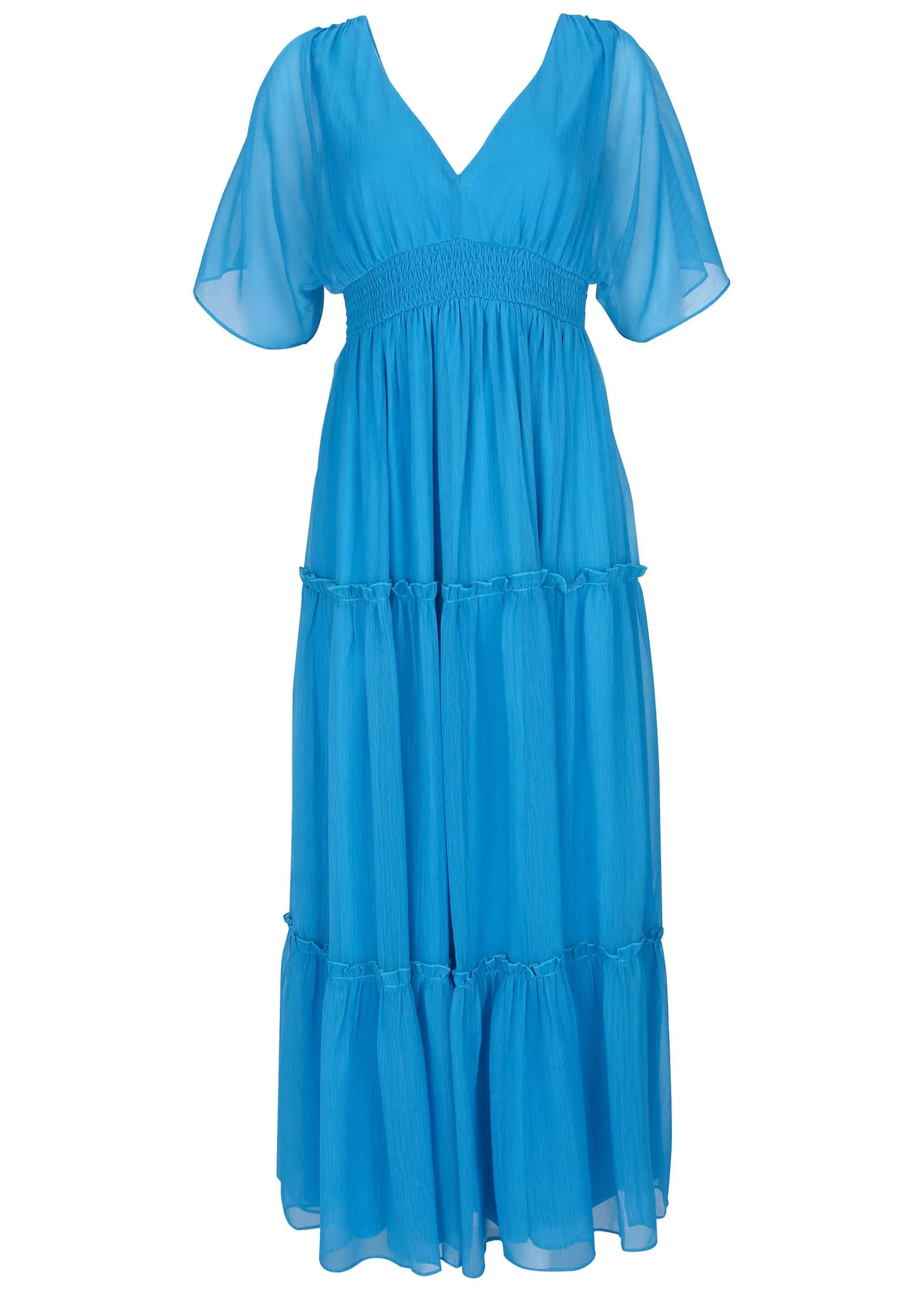 Flutter Sleeve Maxi Dress - Blue