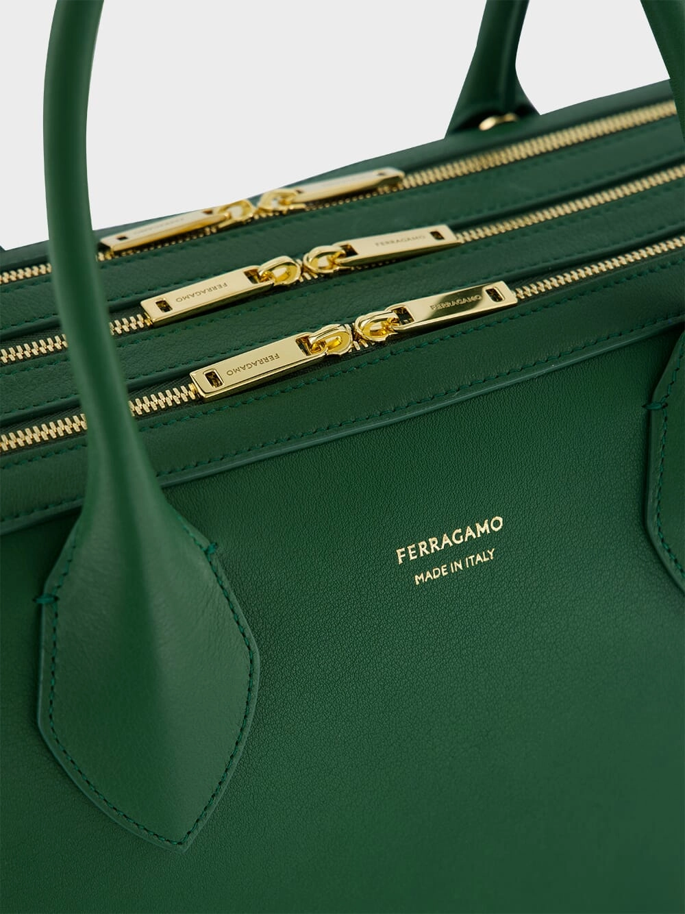 Forest Green Calfskin Leather Top Handle Bag