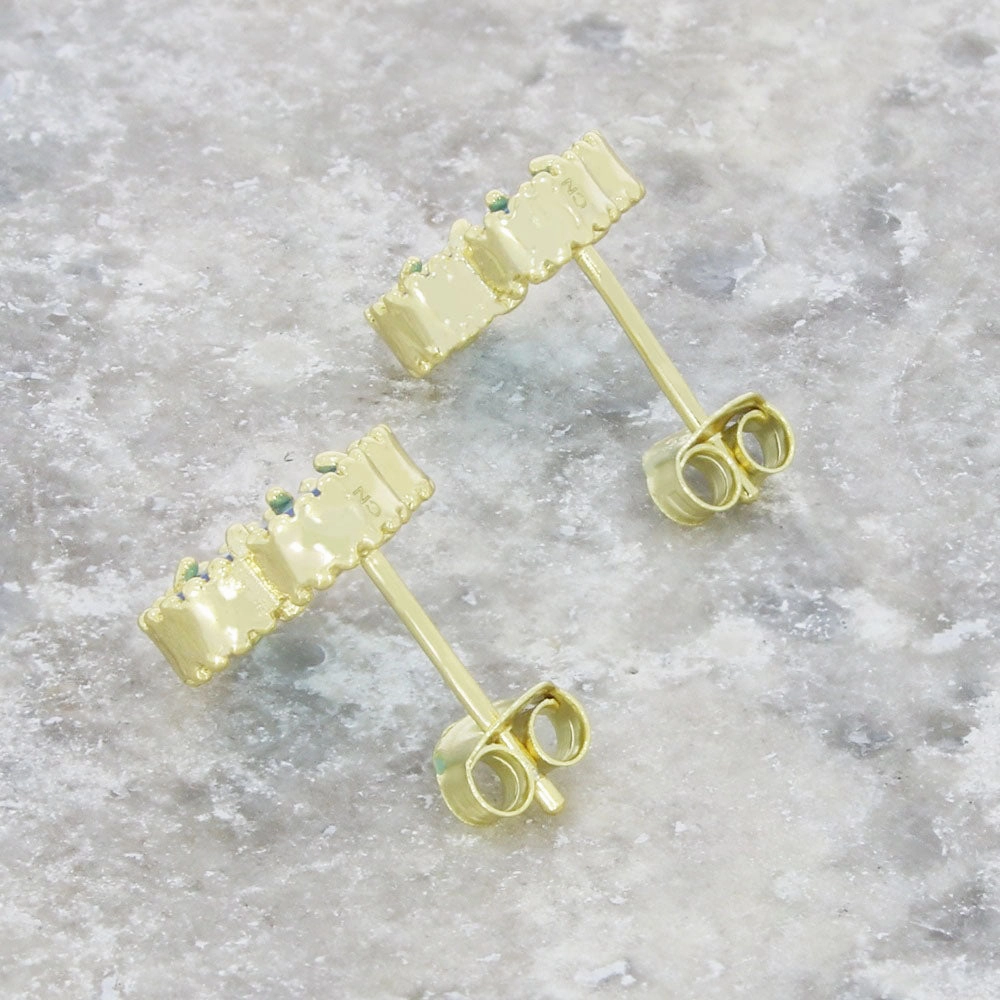 Four Leaf Clover Blue Stone Stud Earrings GVL032