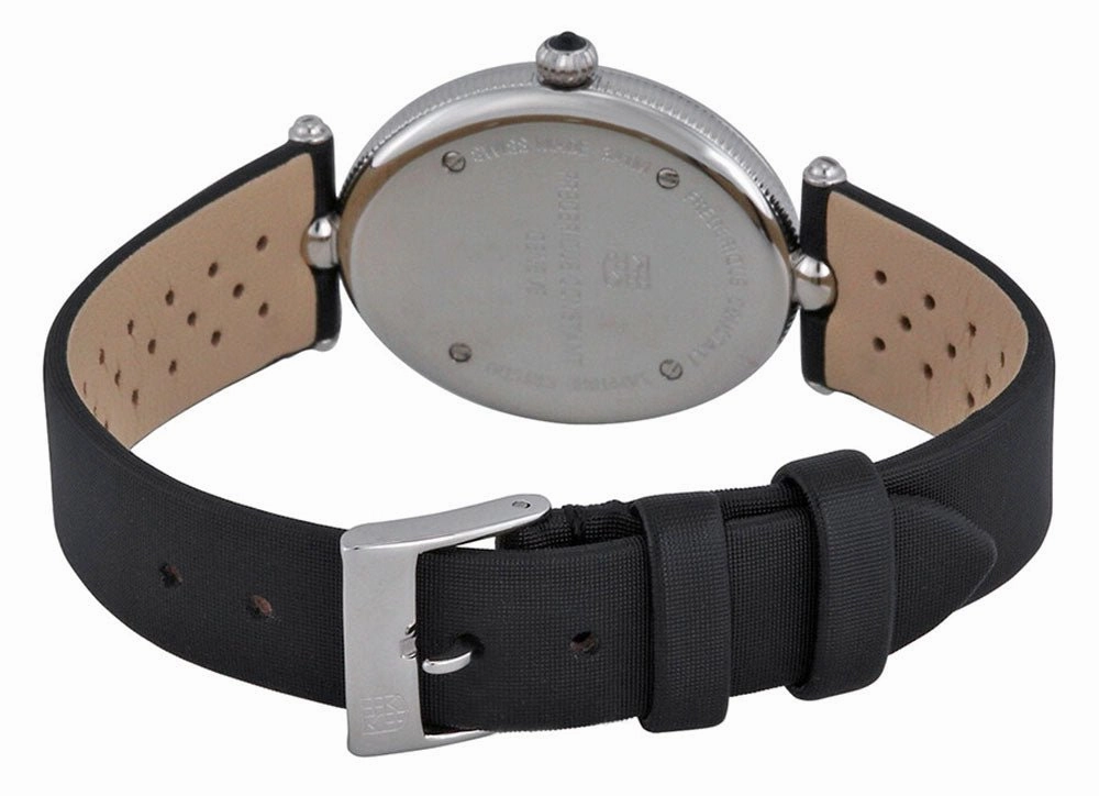 Frederique Constant Classics Art Deco Stainless Steel Oval Case Mother-of-Pearl Dial Black Satin Strap Quartz Womens Watch FC-200MPW2V6